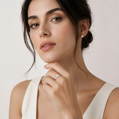 Damen-Ring Perle und Zirkonia glamourös aus Sterlingsilber