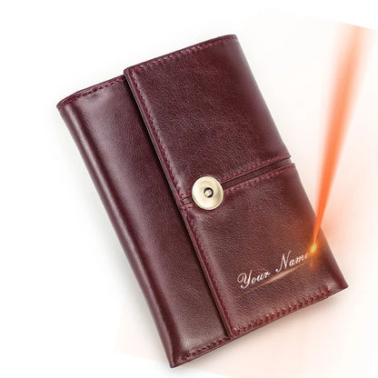 Damen Echtleder Kartenetui Vintage RFID Münzfach dreifach faltbar Kurzgeldbörse
