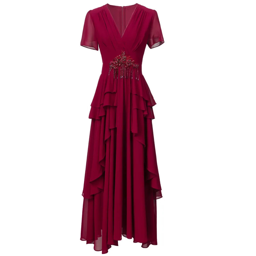 Ärmelloses Damen-Kleid mit V-Ausschnitt und transparentem Patchwork-Design – elegant und figurbetont