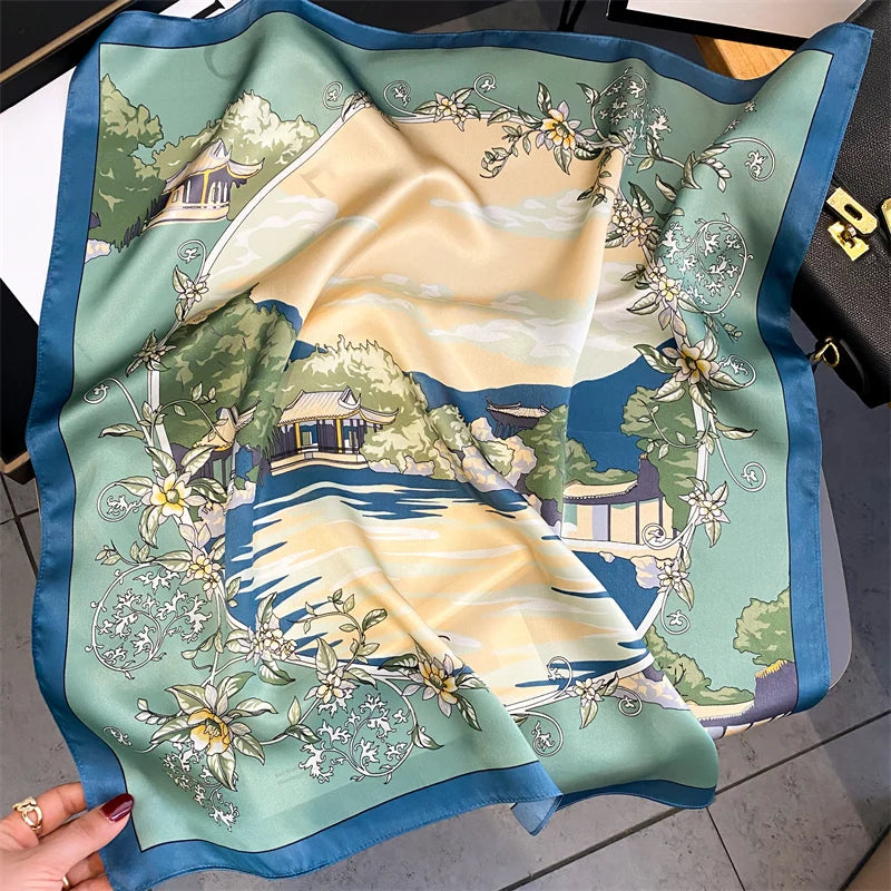 Damen Seidenschal quadratisch 70cm Halstuch Bandana Hijab Pashmina H
