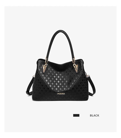 Damen-Handtasche aus echtem Leder mit Diamantprägung und vielseitige Trageweise im Alltag