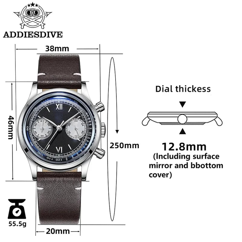 Herren-Chronograph mit Lederarmband und VK64-Werk