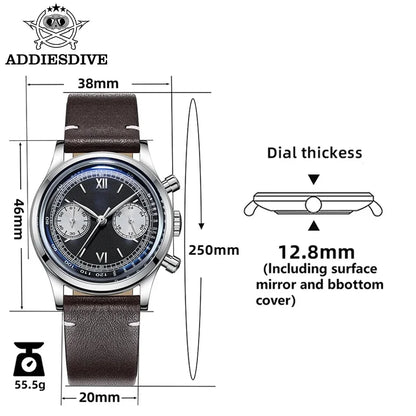 Herren-Chronograph mit Lederarmband und VK64-Werk