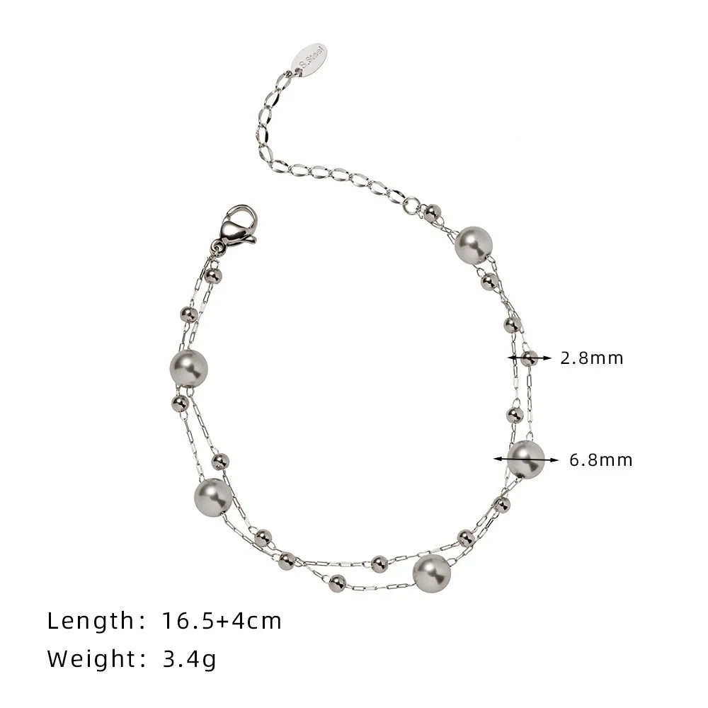 Damen-Armband mit Glasperle aus Titanstahl
