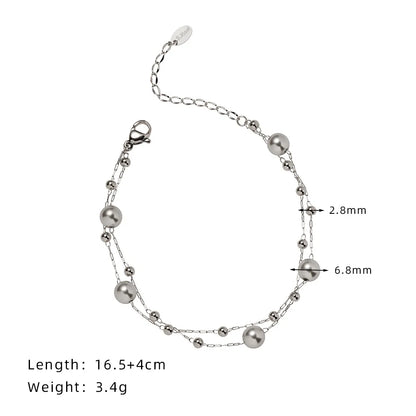 Damen-Armband mit Glasperle aus Titanstahl