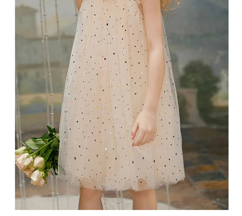 Blauer Blumen-Bubbelrock aus Gaze für Mädchen – Frühlings- und Sommerkleid, süßes Prinzessinnen-Design, Größen 110cm-170cm