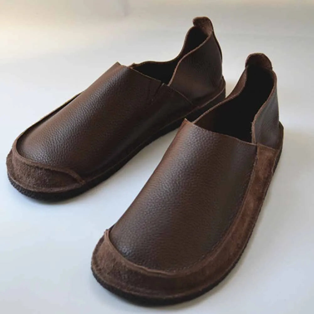 Braune Herren-Loafer aus Leder, Slip-on mit runder Zehenpartie
