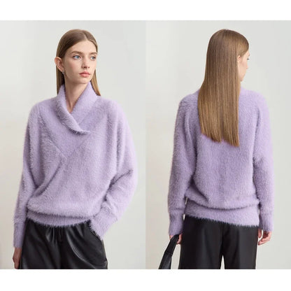 Damen-Rollkragenpullover locker Fledermausärmel Winter