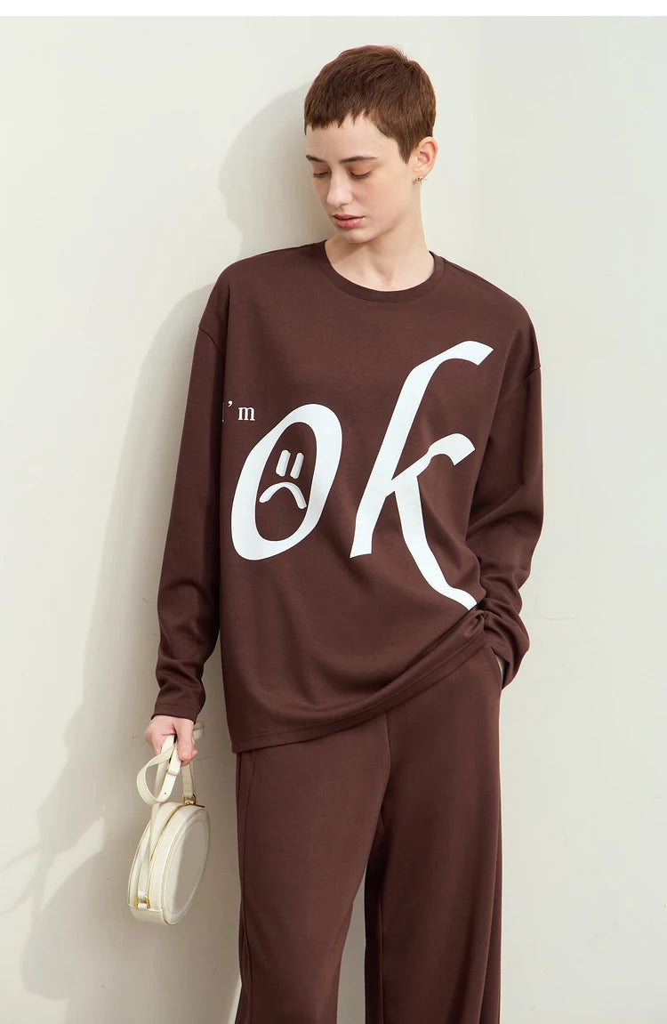 Damen T-Shirt im minimalistischen Stil mit Rundhalsausschnitt und Druckdesign