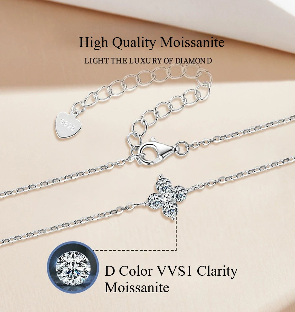 Damen-Armband Kleeblatt mit Moissanit in Gold