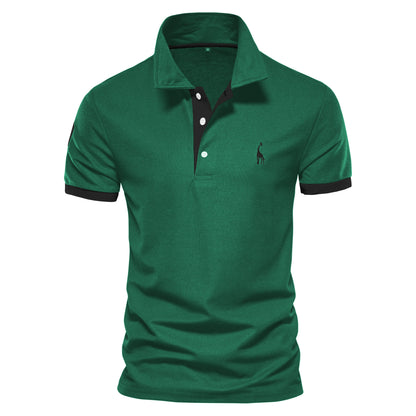 Premium Herren Polo Shirt Feuchteregulierend Mit Giraffenstickerei