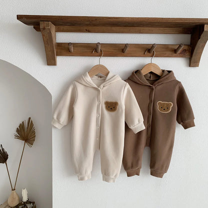 Kleinkind Overall mit Kapuze im Bären-Design für Neugeborene und Babys