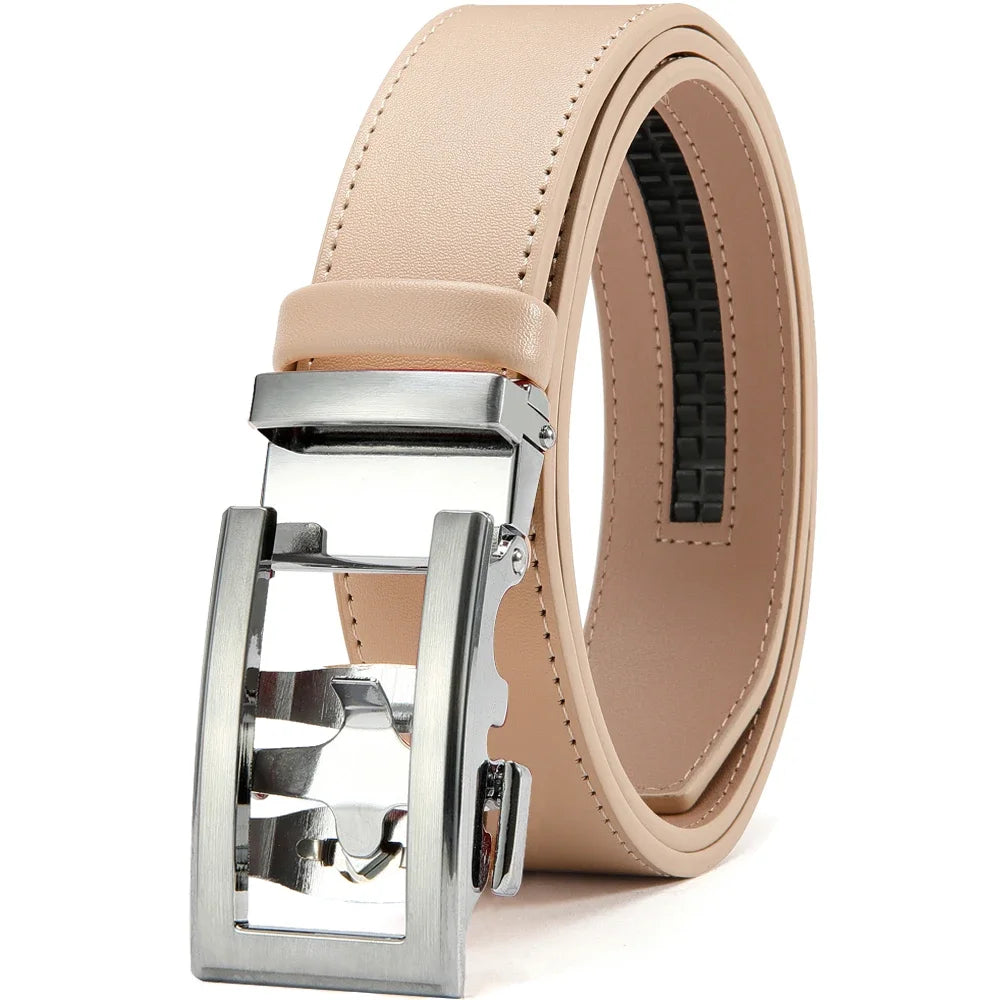 Herren Echtleder-Gürtel Hohles Muster Automatik-Schnalle Unisex 3,5 cm