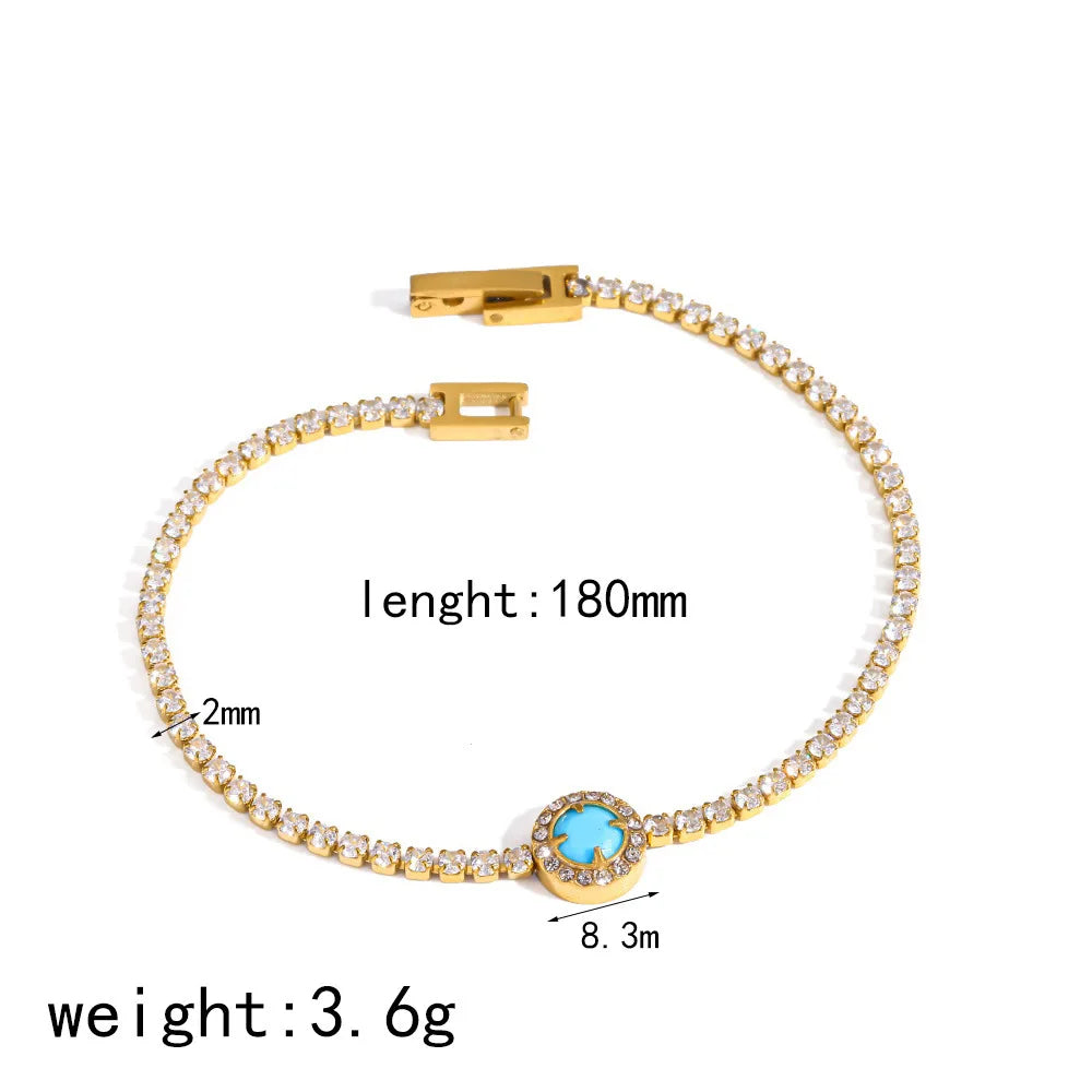Damen-Tennisarmband mit Türkis-Zirkonia aus Edelstahl
