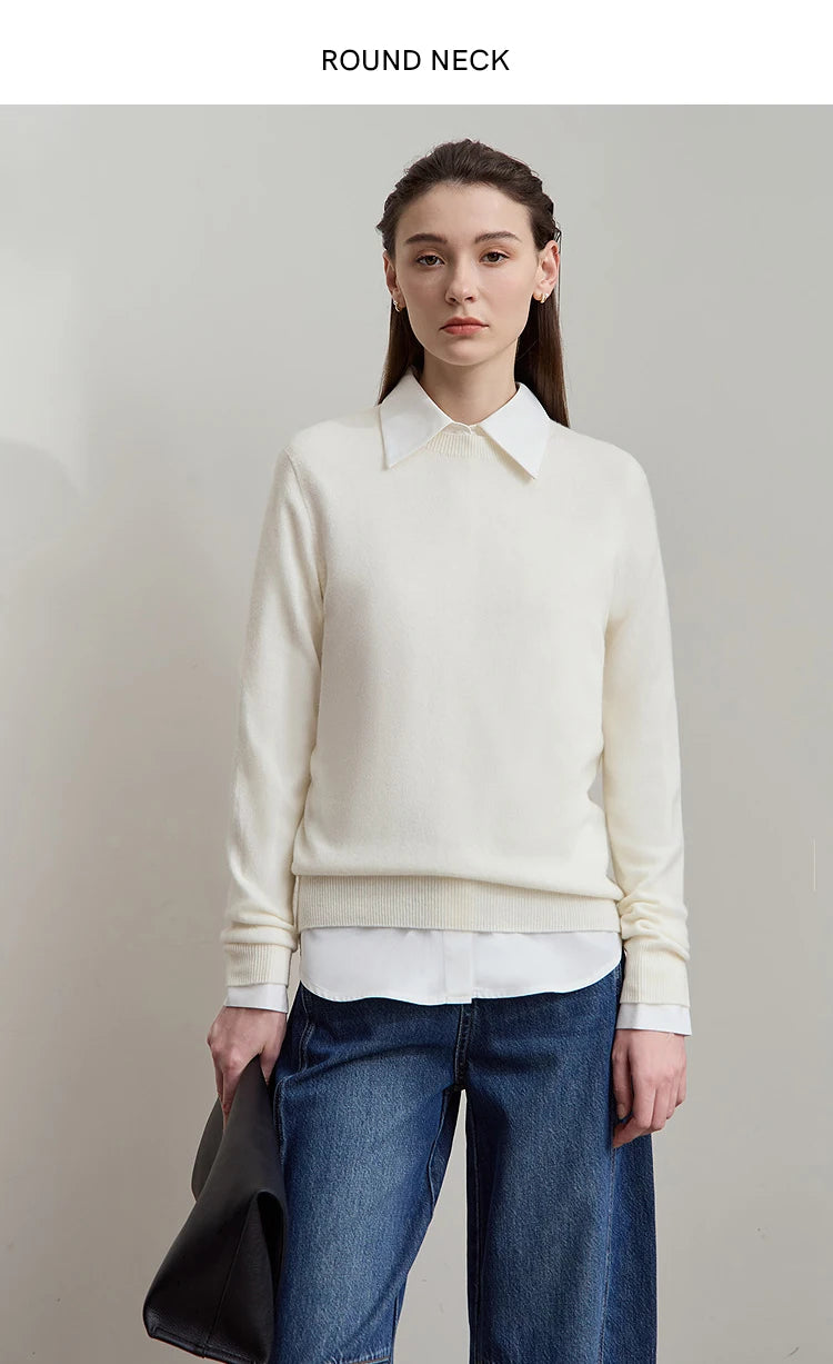Damenpullover mit Knopfleistenkragen, langärmelig, off-white, gestrickt