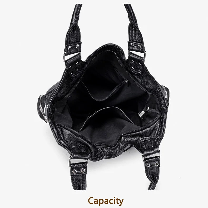 Damen-Hobo-Tasche aus Kunstleder in Silber mit Verstellbarem Tragegurt und Mehrfachfächern