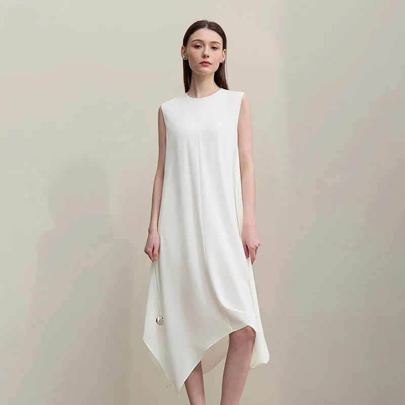 Sommerkleid Damen Armenlos Mit Plissee Und Taillenakzent