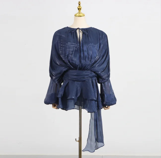 Elegantes Damen-Tunikakleid mit Rundhalsausschnitt, langen Ärmeln und Patchwork-Design