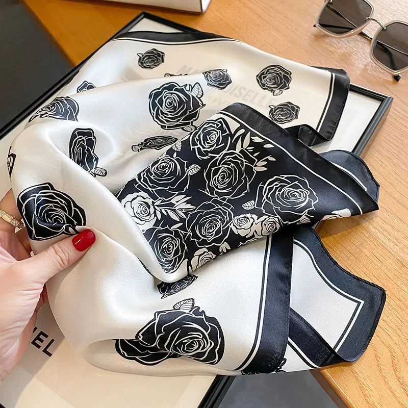 Damen Seidenschal quadratisch 53cm Sommer Strand Halstuch Bandana Hijab B