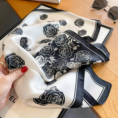 Damen Seidenschal quadratisch 53cm Sommer Strand Halstuch Bandana Hijab B