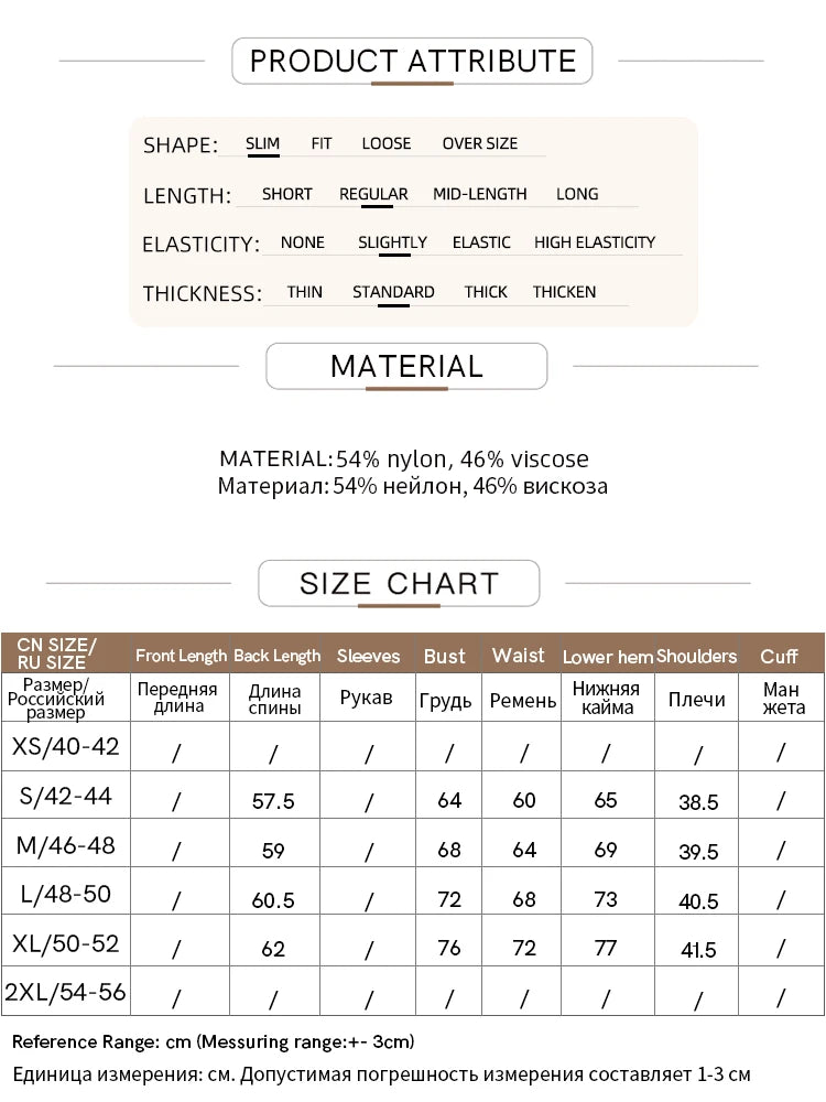 Größen- und Materialtabelle für Damen-Strickpullover