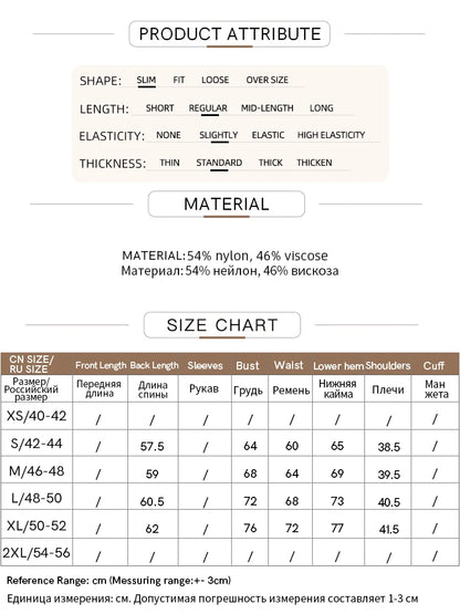 Größen- und Materialtabelle für Damen-Strickpullover