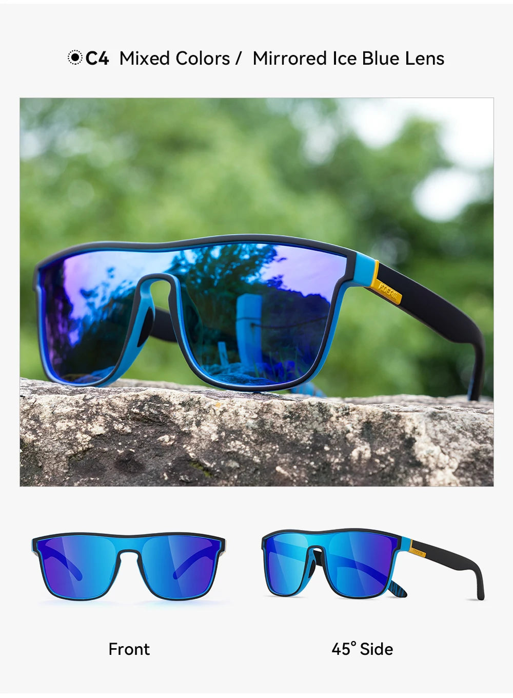 Sonnenbrille übergroß Einteiler polarisiert 153mm gebürstet Herren