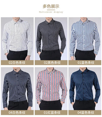 Langarm-Hemd für Herren in Weiß – formell und lässig, koreanischer Stil mit Tasche, ideal für Business und Freizeit.