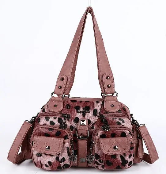 Damen-Schultertasche aus PU-Leder in kompakter Bauweise mit Angenehmer Haptik und Mehrfachfächern