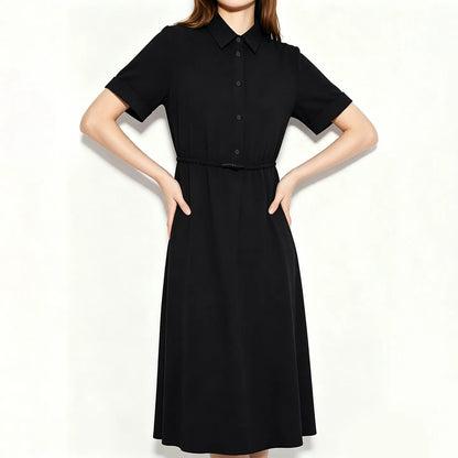 Elegantes Damenkleid Mit Reverskragen Und Kordelzug Für Ihr Büro