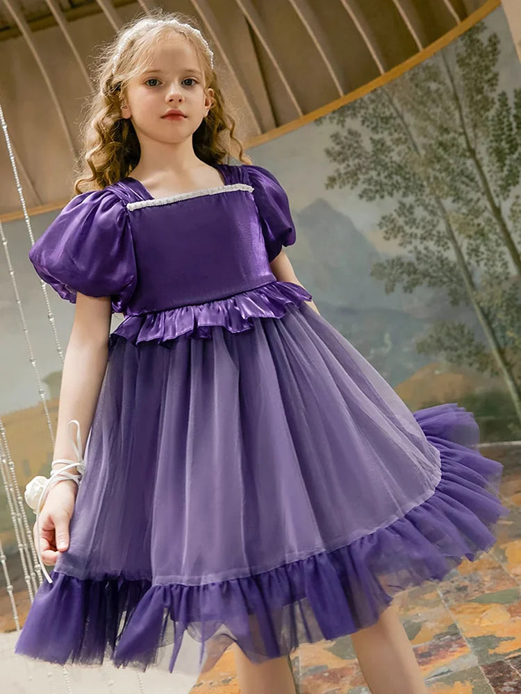 Ärmelloses Sommerkleid aus 100% Baumwolle in Grün für Mädchen – Prinzessinnen-Design, ideal für Geburtstagsfeiern, 80 cm