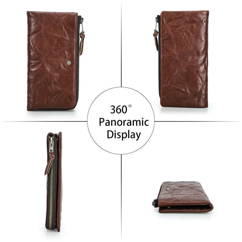 Herren Echtleder Geldbörse Bifold Vintage natürlich gewaschen Kartenhalter Reise