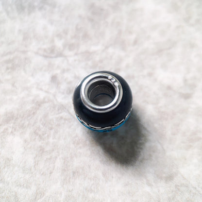 Damen-Charm-Anhänger Perlen blau schwarz Ornament DIY aus Sterlingsilber