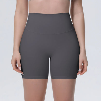 Dunkelgraue Yogashorts für Damen mit breitem Bund, schnelltrocknend und bequem