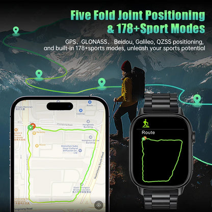 Männer GPS Smartwatch mit 2,01 Zoll HD Bildschirm und Bluetooth-Anruf