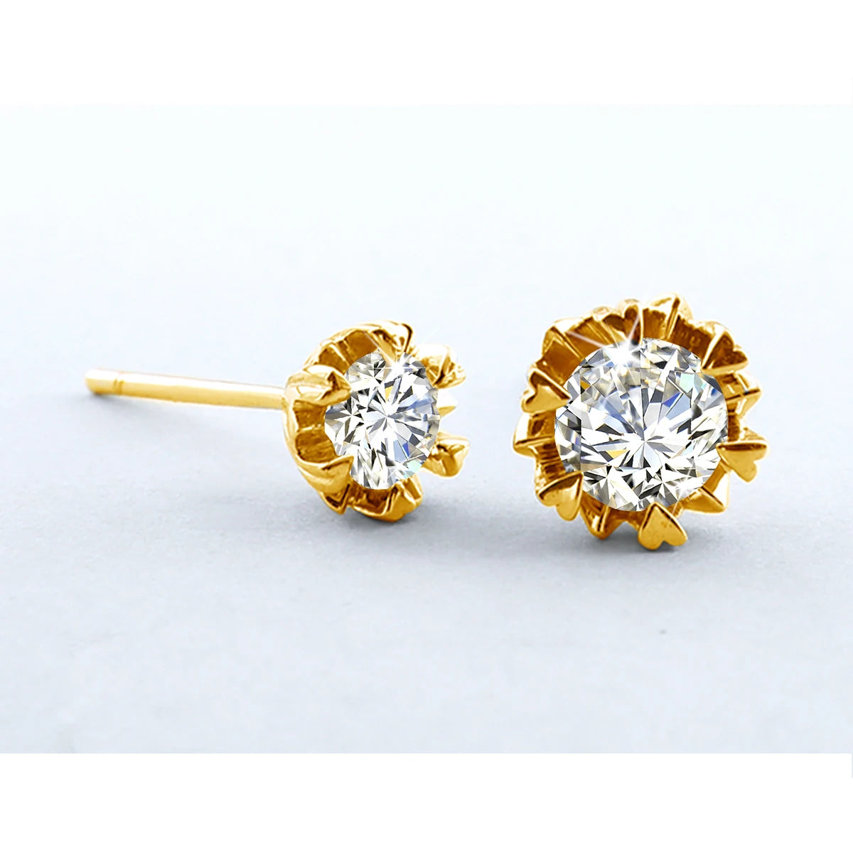 Damen-Moissanit-Ohrstecker mit Zertifikat 1 Ct 6,5 mm Gelbgold-Plattierung Silber 925