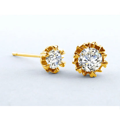 Damen-Moissanit-Ohrstecker mit Zertifikat 1 Ct 6,5 mm Gelbgold-Plattierung Silber 925