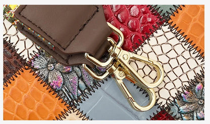 Damen-Schultertasche Patchwork-Leder Boho-Stil