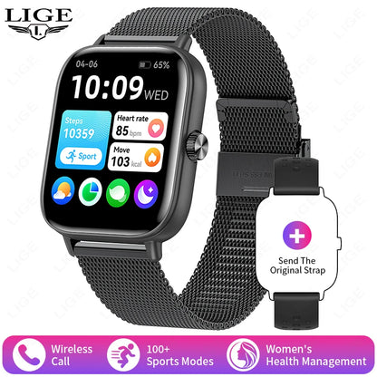 LIGE Smartwatch IP68 Wasserdichte Sport Fitness Smart Uhr 1,83 Zoll Bildschirm Gesundheit Überwachung Uhren Für Männer Frauen Reloj Hombre