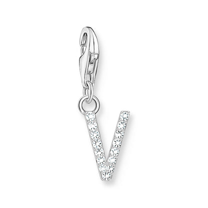 Damen-Charm-Anhänger Buchstaben weißer Stein klassisch aus Sterlingsilber