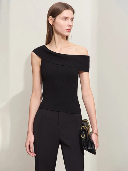 Damen Strickpullover im minimalistischen Stil mit schickem Slash Neck Design