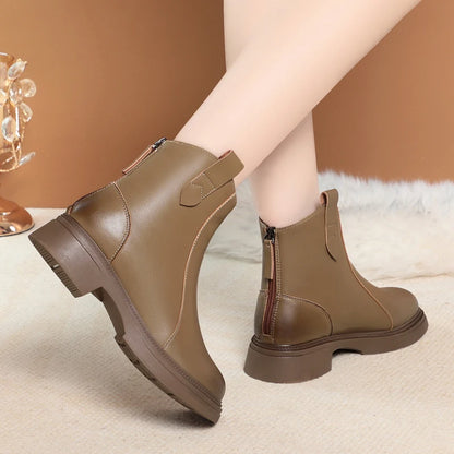 Damen Schnee Stiefel aus Faux Pelz mit rutschfester Sohle und Reißverschluss