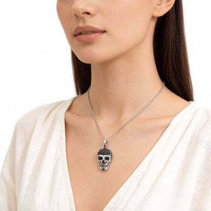 Damen-Charm-Anhänger Totenkopf Skelett Rebel aus Sterlingsilber