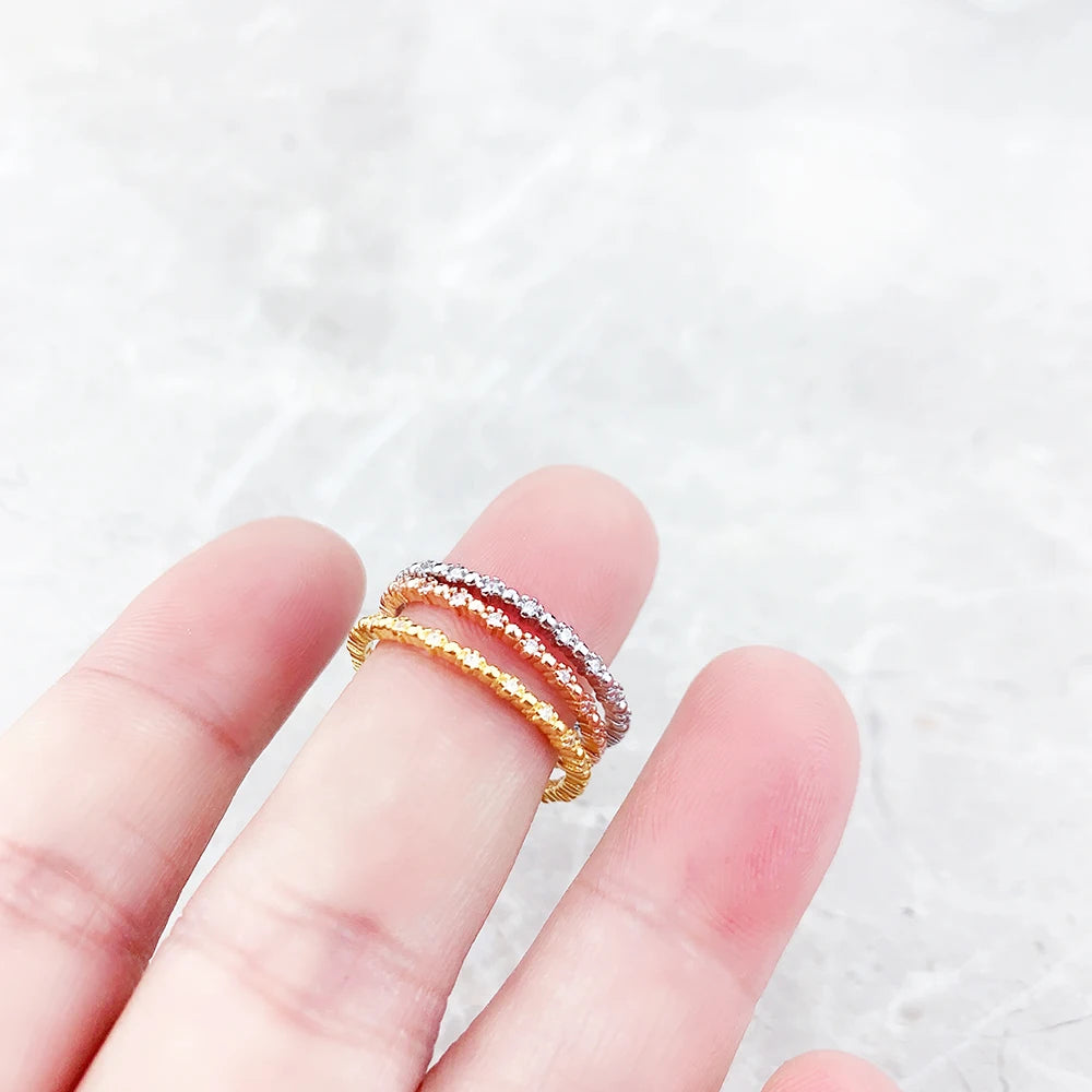 Damen-Ring Punkte weißer Stein Delikatesse Sommer aus Sterlingsilber