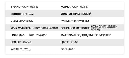 Produktdaten: braune Clutch, Crazy-Horse-Leder, Polyesterfutter, 28 x 7,8 x 18 cm