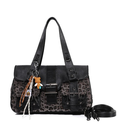 Damen-Umhängetasche aus Kunstleder Leoparddruck Bronze Crossbody-Tasche mit großem Fassungsvermögen