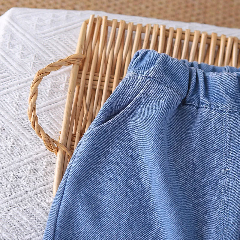 Mädchen Kleidung Set mit süßem Mantel und breiten Hosen im Koreanischen Stil