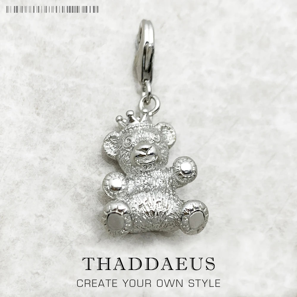 925 Silber-Teddy-Bär-Anhänger mit Krone und Öse