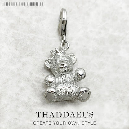 925 Silber-Teddy-Bär-Anhänger mit Krone und Öse