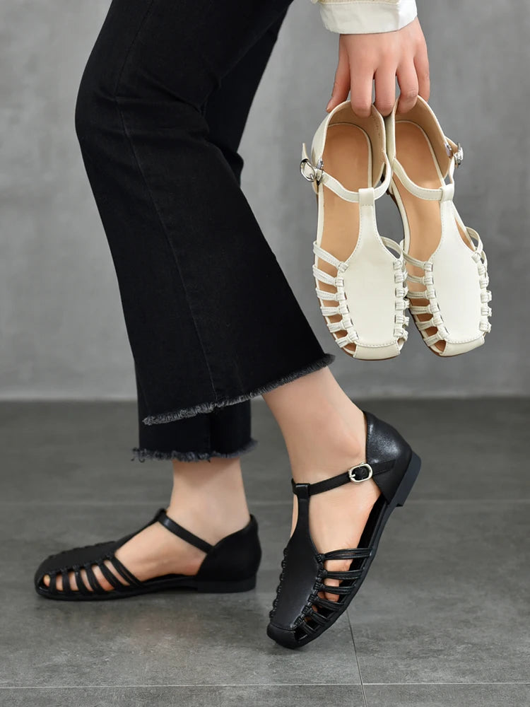 AIYUQI Damen-Sandalen, Sommer 2022, neue handgewebte römische Sandalen, weiblich, große Größe, rutschfeste Schweinekäfig-Schuhe für Damen